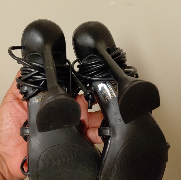 Black Square Toe Gladiator Heeled Sandals Size 7.5 - Picture 10 of 14